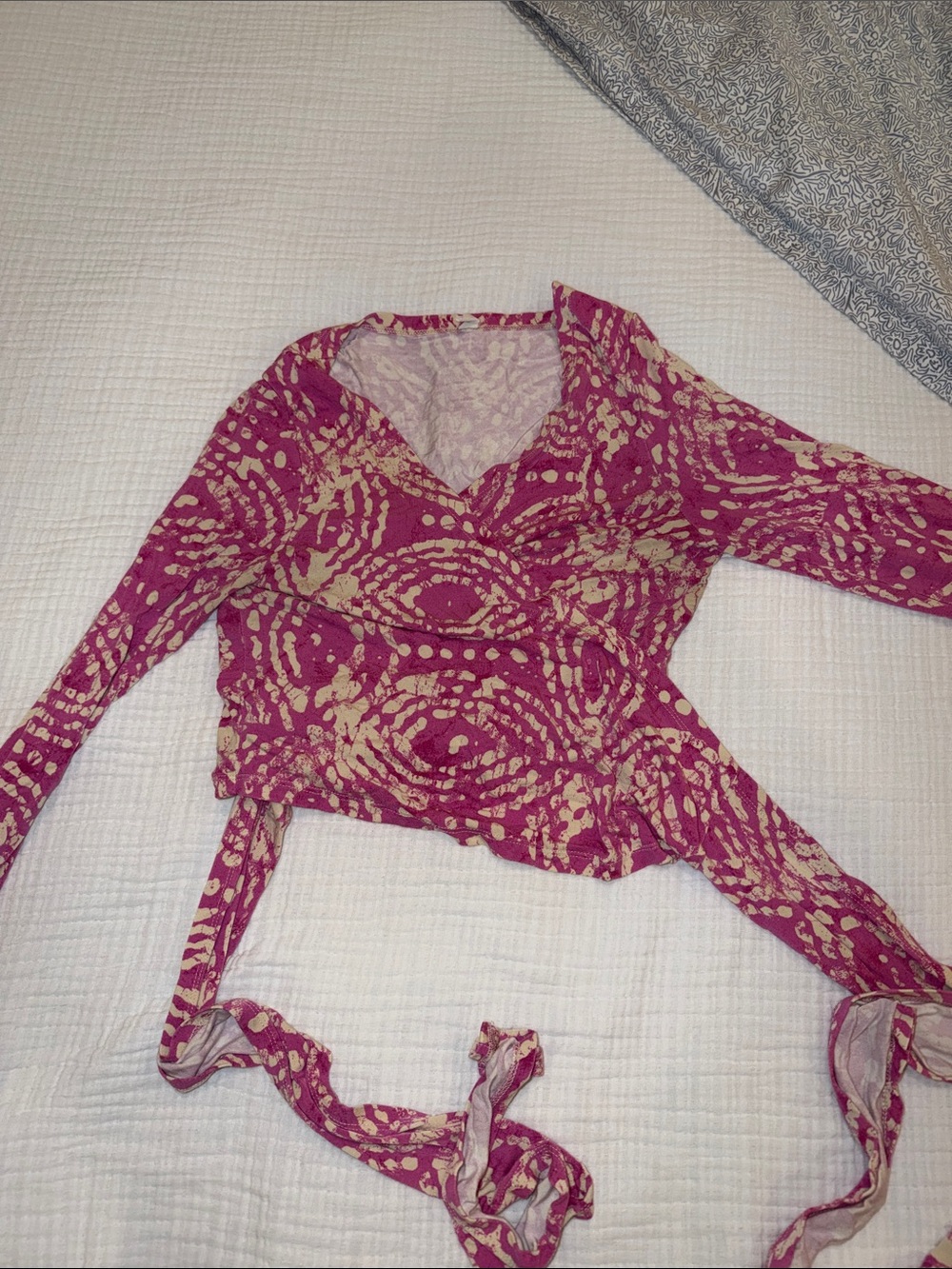 Women’s Pink Printed Anthropologie Wrap Crop Top